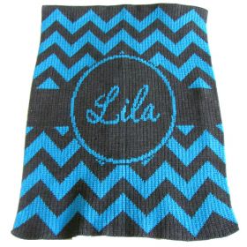 Chevron with Banner Stroller Blanket with Name