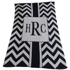 Chevron with Box Stroller Blanket with Initials