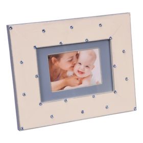 Hand Painted Picture Frame in Pink and Blue with Swarovski Crystals