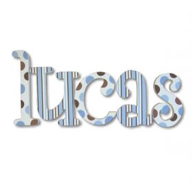 Lucas Blue and Chocolate Hand Painted Wooden Wall Letters