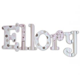 Ellory Pink and Brown Dots Hand Painted Wooden Wall Letters