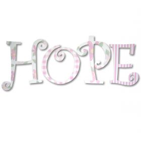 Hope Flowers and Stripes Hand Painted Wooden Wall Letters