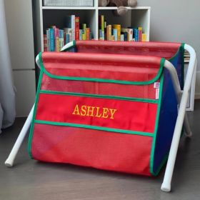 Personalized Mesh Toy Box in Red and Blue