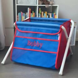 Personalized Mesh Toy Box in Blue and Red