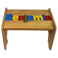 Personalized Natural Wooden Puzzle Stool