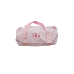 Children's Personalized Seersucker Pink Duffle Bag with Name
