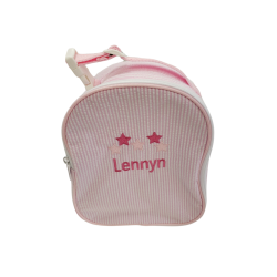 Personalized Girls Pink Insulated Seersucker Lunch Box with Name & Multiple Designs