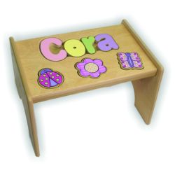 Personalized Garden Natural Wooden Puzzle Stool